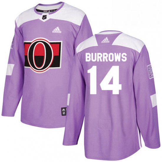 Mens Adidas Ottawa Senators 14 Alexandre Burrows Authentic Purple Fights Cancer Practice NHL Jersey