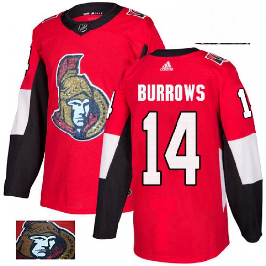 Mens Adidas Ottawa Senators 14 Alexandre Burrows Authentic Red Fashion Gold NHL Jersey