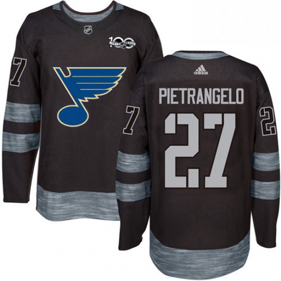 Mens Adidas St Louis Blues 27 Alex Pietrangelo Authentic Black 1917 2017 100th Anniversary NHL Jerse