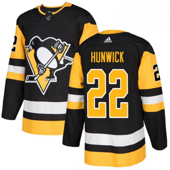 Mens Adidas Pittsburgh Penguins 22 Matt Hunwick Premier Black Home NHL Jersey