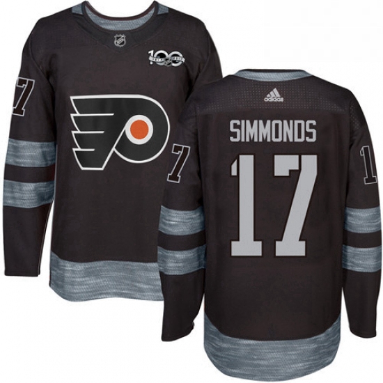 Mens Adidas Philadelphia Flyers 17 Wayne Simmonds Authentic Black 1917 2017 100th Anniversary NHL Je