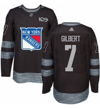 Mens Adidas New York Rangers 7 Rod Gilbert Authentic Black 1917 2017 100th Anniversary NHL Jersey