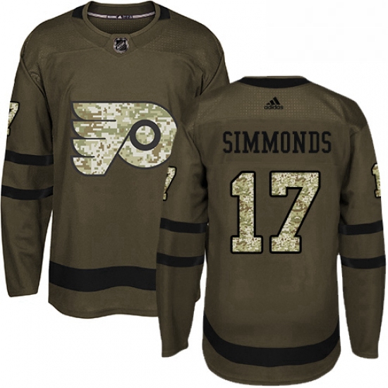 Mens Adidas Philadelphia Flyers 17 Wayne Simmonds Authentic Green Salute to Service NHL Jersey