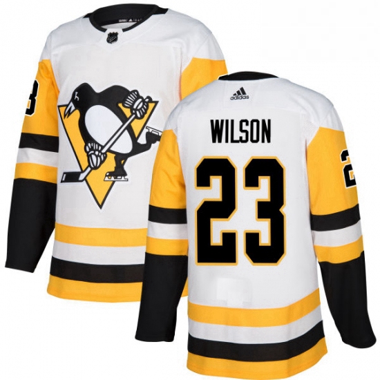 Mens Adidas Pittsburgh Penguins 23 Scott Wilson Authentic White Away NHL Jersey