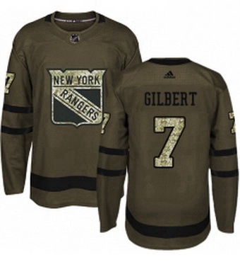 Mens Adidas New York Rangers 7 Rod Gilbert Authentic Green Salute to Service NHL Jersey