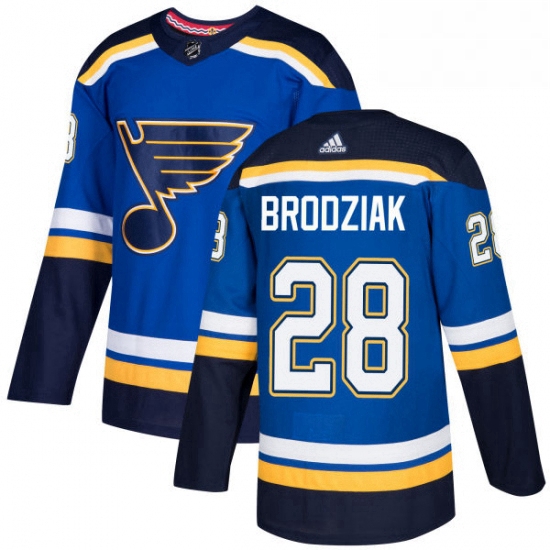 Mens Adidas St Louis Blues 28 Kyle Brodziak Authentic Royal Blue Home NHL Jersey