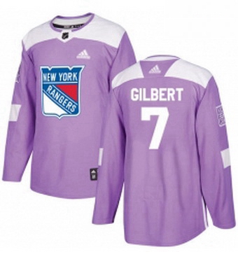 Mens Adidas New York Rangers 7 Rod Gilbert Authentic Purple Fights Cancer Practice NHL Jersey