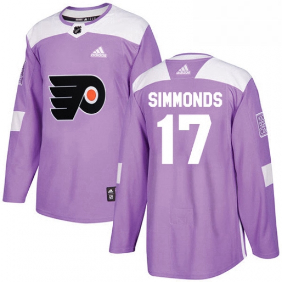 Mens Adidas Philadelphia Flyers 17 Wayne Simmonds Authentic Purple Fights Cancer Practice NHL Jersey