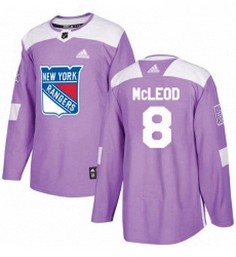 Mens Adidas New York Rangers 8 Cody McLeod Authentic Purple Fights Cancer Practice NHL Jersey