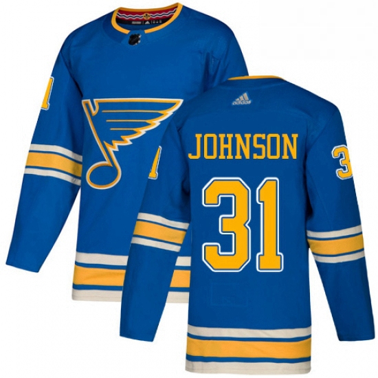 Mens Adidas St Louis Blues 31 Chad Johnson Authentic Navy Blue Alternate NHL Jersey