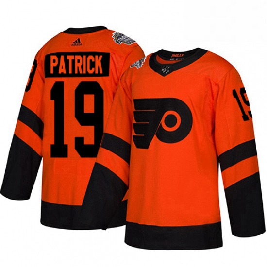 Mens Adidas Philadelphia Flyers 19 Nolan Patrick Orange Authentic 2019 Stadium Series Stitched NHL J