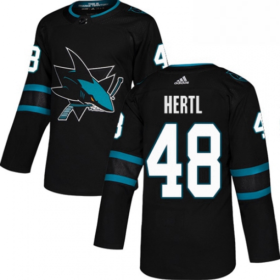 Mens Adidas San Jose Sharks 48 Tomas Hertl Premier Black Alternate NHL Jersey