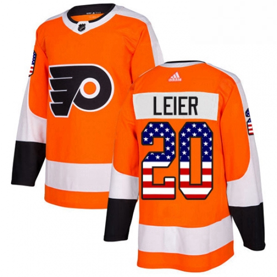 Mens Adidas Philadelphia Flyers 20 Taylor Leier Authentic Orange USA Flag Fashion NHL Jersey