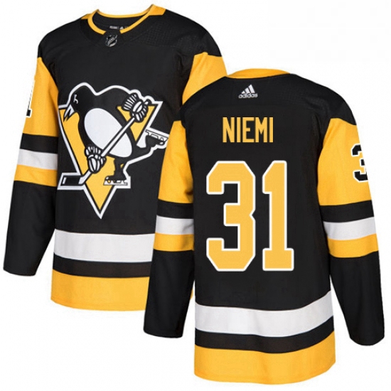 Mens Adidas Pittsburgh Penguins 31 Antti Niemi Authentic Black Home NHL Jersey