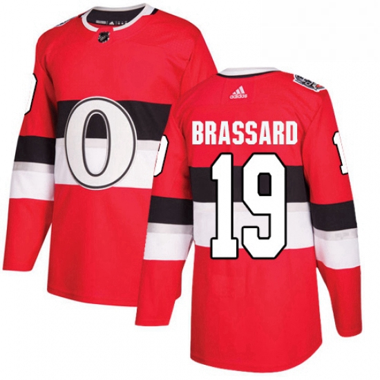 Mens Adidas Ottawa Senators 19 Derick Brassard Authentic Red 2017 100 Classic NHL Jersey