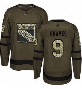 Mens Adidas New York Rangers 9 Adam Graves Premier Green Salute to Service NHL Jersey