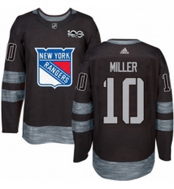 Mens Adidas New York Rangers 10 JT Miller Authentic Black 1917 2017 100th Anniversary NHL Jersey