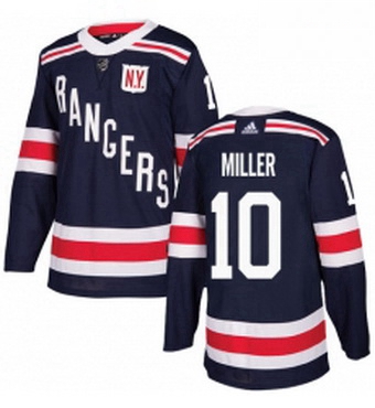 Mens Adidas New York Rangers 10 JT Miller Authentic Navy Blue 2018 Winter Classic NHL Jersey