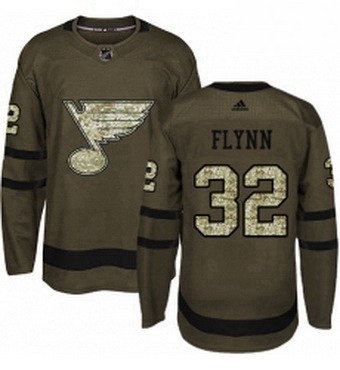 Mens Adidas St Louis Blues 32 Brian Flynn Authentic Green Salute to Service NHL Jersey