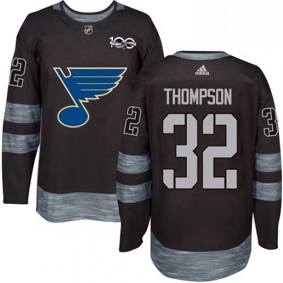 Mens Adidas St Louis Blues 32 Tage Thompson Authentic Black 1917 2017 100th Anniversary NHL Jersey