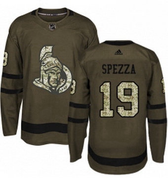 Mens Adidas Ottawa Senators 19 Jason Spezza Authentic Green Salute to Service NHL Jersey