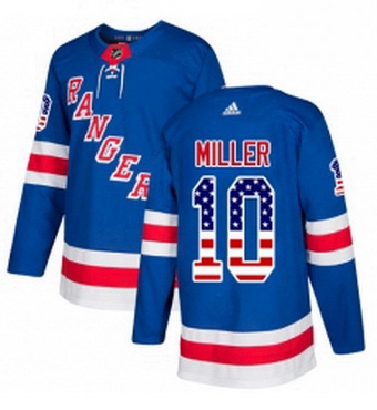 Mens Adidas New York Rangers 10 JT Miller Authentic Royal Blue USA Flag Fashion NHL Jersey