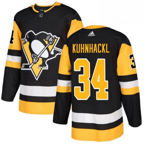 Mens Adidas Pittsburgh Penguins 34 Tom Kuhnhackl Authentic Black Home NHL Jersey