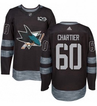 Mens Adidas San Jose Sharks 60 Rourke Chartier Authentic Black 1917 2017 100th Anniversary NHL Jerse