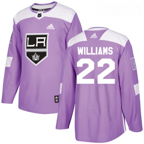 Youth Adidas Los Angeles Kings 22 Tiger Williams Authentic Purple Fights Cancer Practice NHL Jersey