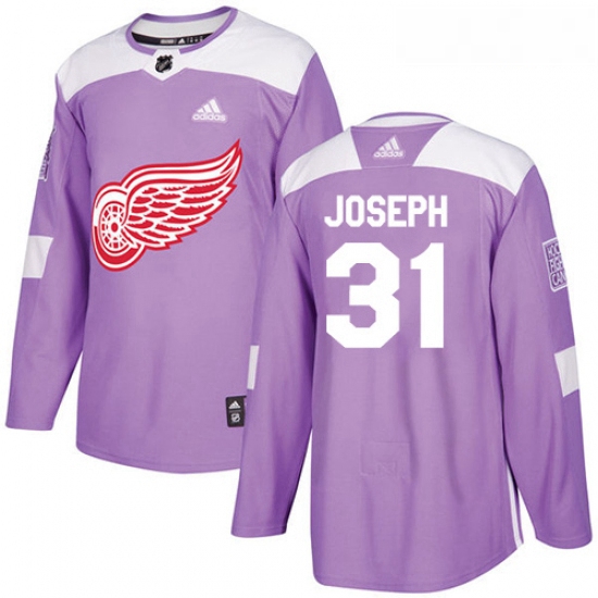 Youth Adidas Detroit Red Wings 31 Curtis Joseph Authentic Purple Fights Cancer Practice NHL Jersey