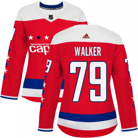 Womens Adidas Washington Capitals 79 Nathan Walker Authentic Red Alternate NHL Jersey