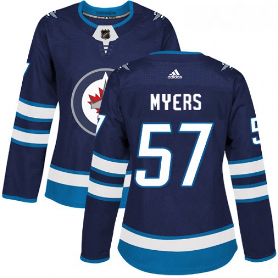 Womens Adidas Winnipeg Jets 57 Tyler Myers Premier Navy Blue Home NHL Jersey