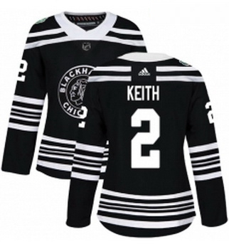 Womens Adidas Chicago Blackhawks 2 Duncan Keith Authentic Black 2019 Winter Classic NHL Jersey