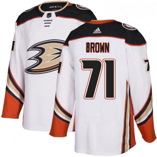 Youth Adidas Anaheim Ducks 71 JT Brown Authentic White Away NHL Jersey