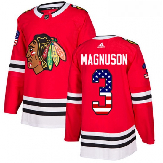 Youth Adidas Chicago Blackhawks 3 Keith Magnuson Authentic Red USA Flag Fashion NHL Jersey