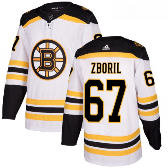 Womens Adidas Boston Bruins 67 Jakub Zboril Authentic White Away NHL Jersey