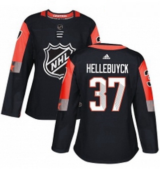 Womens Adidas Winnipeg Jets 37 Connor Hellebuyck Authentic Black 2018 All Star Central Division NHL 