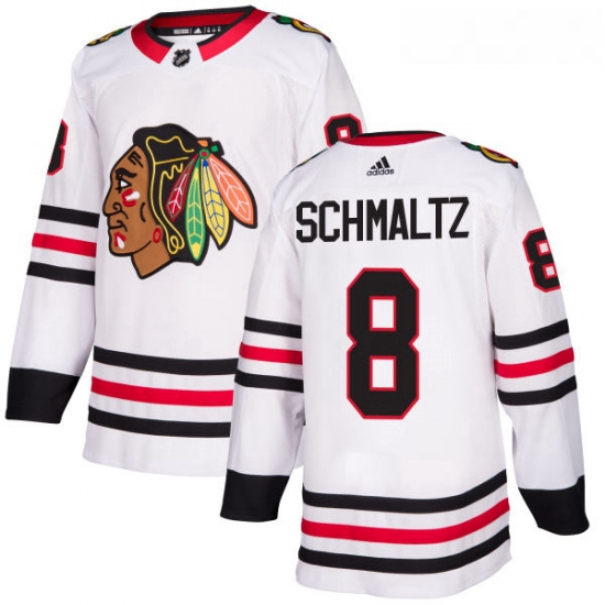 Womens Adidas Chicago Blackhawks 8 Nick Schmaltz Authentic White Away NHL Jersey