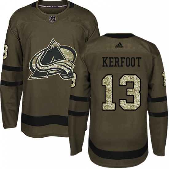 Youth Adidas Colorado Avalanche 13 Alexander Kerfoot Premier Green Salute to Service NHL Jersey