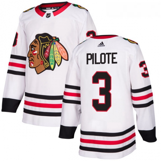 Womens Adidas Chicago Blackhawks 3 Pierre Pilote Authentic White Away NHL Jersey