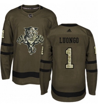 Youth Adidas Florida Panthers 1 Roberto Luongo Authentic Green Salute to Service NHL Jersey