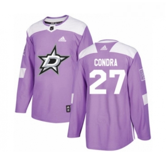 Youth Adidas Dallas Stars 27 Erik Condra Authentic Purple Fights Cancer Practice NHL Jersey