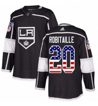 Youth Adidas Los Angeles Kings 20 Luc Robitaille Authentic Black USA Flag Fashion NHL Jersey