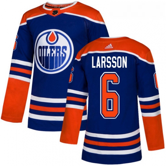 Youth Adidas Edmonton Oilers 6 Adam Larsson Authentic Royal Blue Alternate NHL Jersey