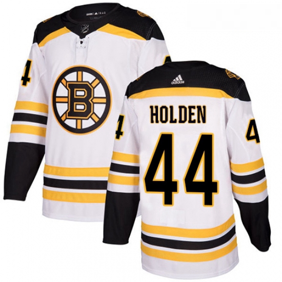 Youth Adidas Boston Bruins 44 Nick Holden Authentic White Away NHL Jersey