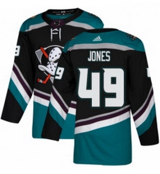 Youth Adidas Anaheim Ducks 49 Max Jones Premier Black Teal Alternate NHL Jersey