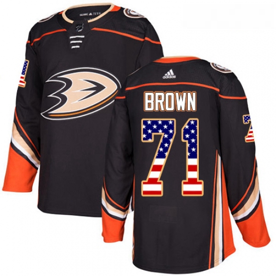 Youth Adidas Anaheim Ducks 71 JT Brown Authentic Black USA Flag Fashion NHL Jersey