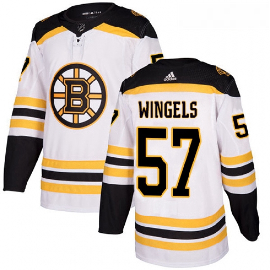 Youth Adidas Boston Bruins 57 Tommy Wingels Authentic White Away NHL Jersey