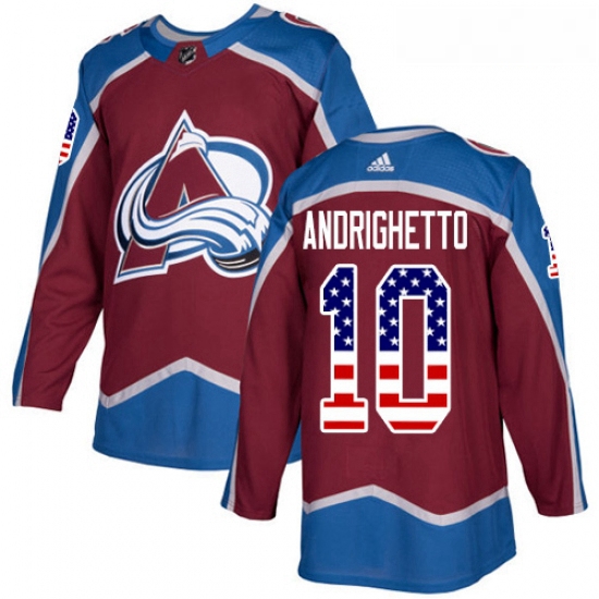 Youth Adidas Colorado Avalanche 10 Sven Andrighetto Authentic Burgundy Red USA Flag Fashion NHL Jers