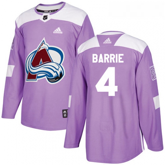 Youth Adidas Colorado Avalanche 4 Tyson Barrie Authentic Purple Fights Cancer Practice NHL Jersey